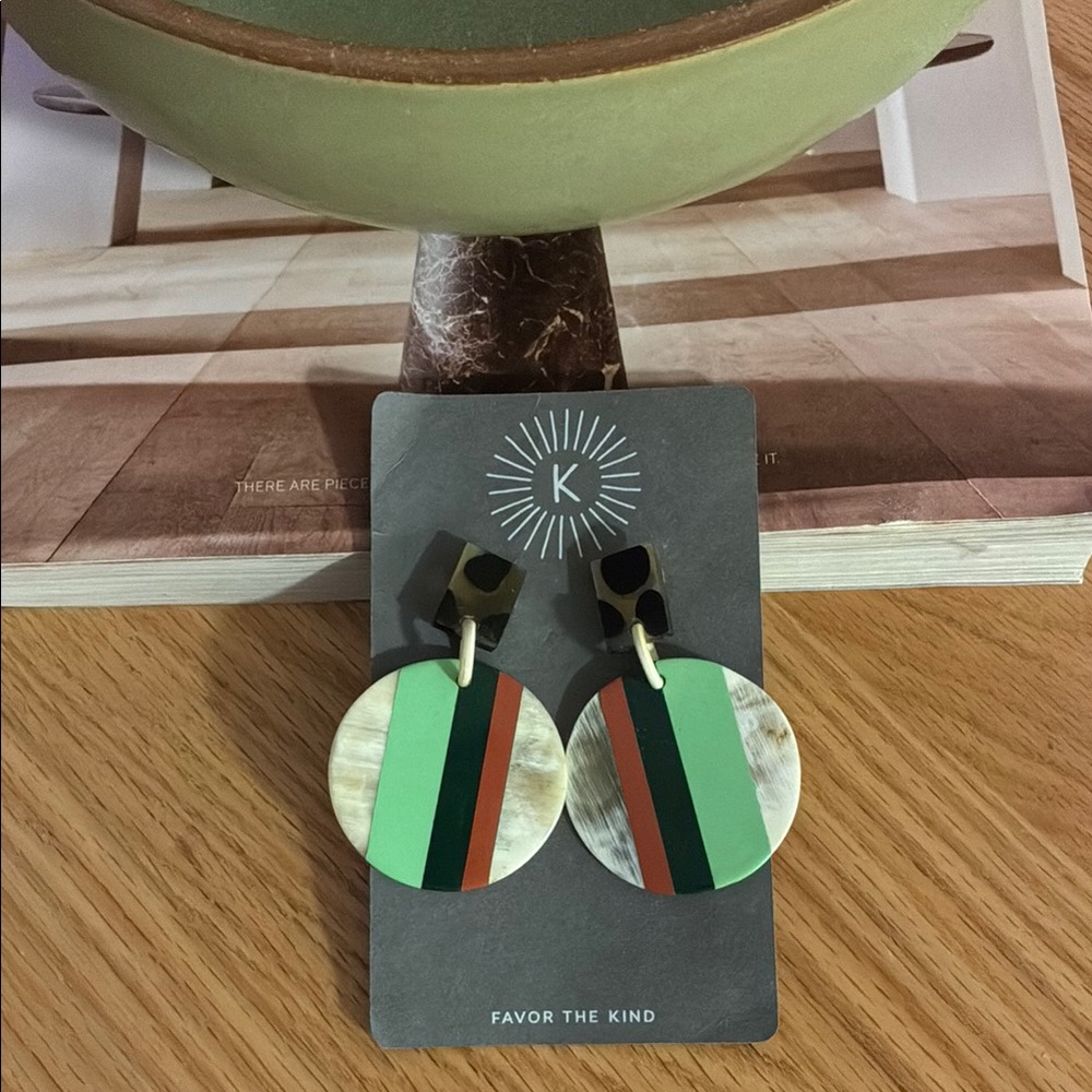 NWT! Favor The Kind Mint Stripe Earrings